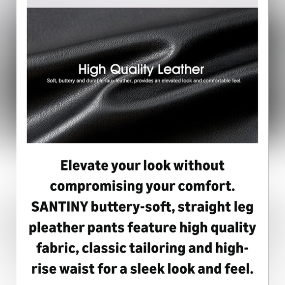 SANTINY Women's Faux Leather Pants #1169 - Picture 12 of 12